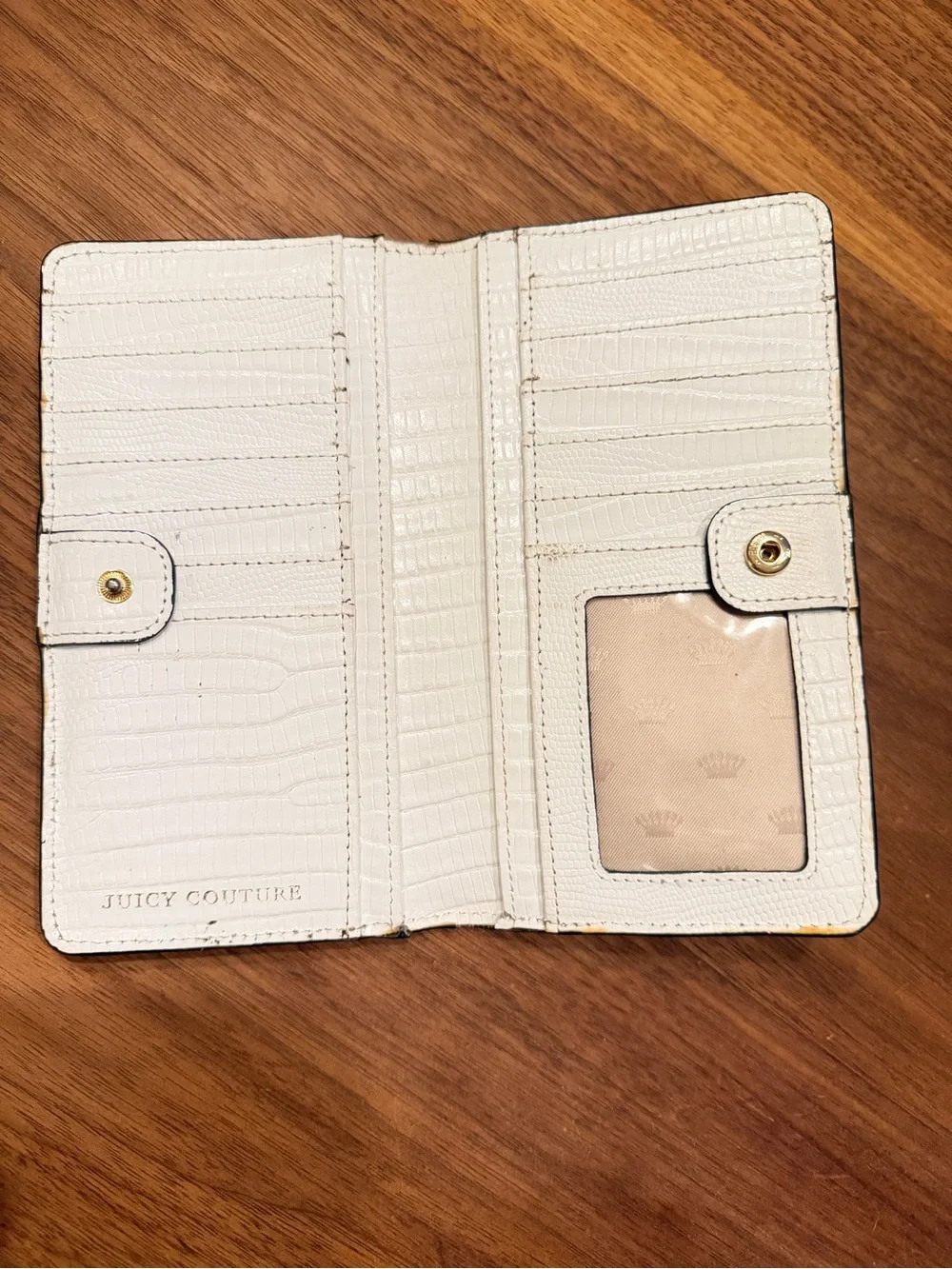 Juicy Couture Leather Croc-Embossed Wallet with Gold Logo